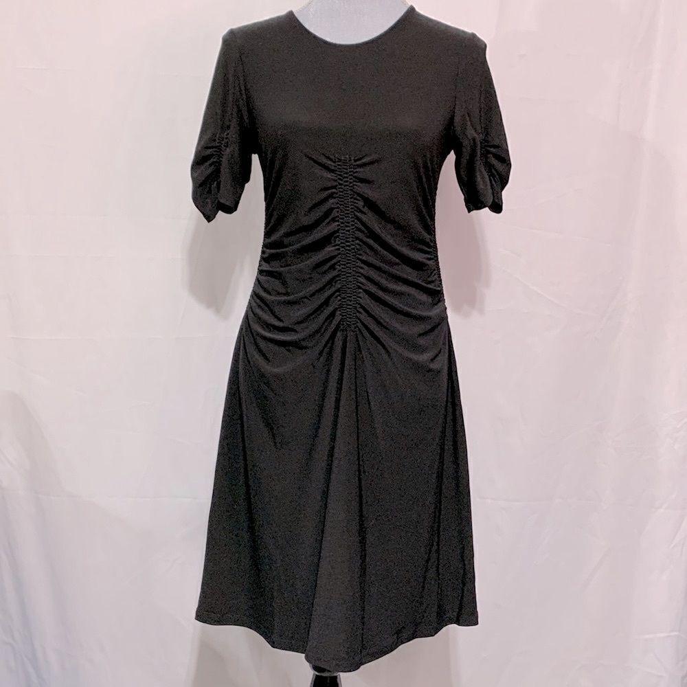 🟢3 for $20—-TOPSHOP dress scoop neck ruching detail sides & sleeves knit  sz 6
